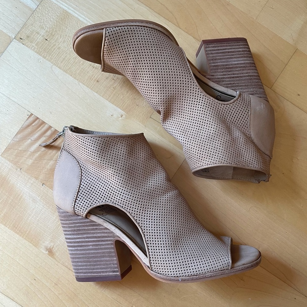 Vince Camuto Bevina Leather Open Toe Bootie